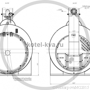 Чертеж фронта котла КВ 1000 топливо газ, мазут, дизель