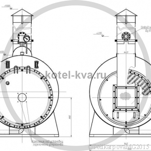 Чертеж фронта котла КВ 700 топливо газ, мазут, дизель