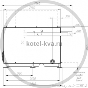 Чертеж котла без дымососа 930 кВт