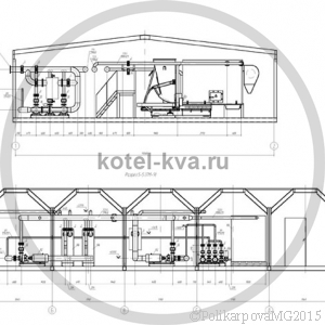 Чертеж модульной котельной 6 МВт (6000 КВт) вид сбоку